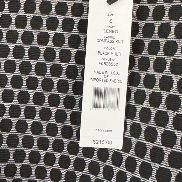 Theory shirt NEW small Black Patterned cropped Top long sleeve stretch - Picture 5 of 5